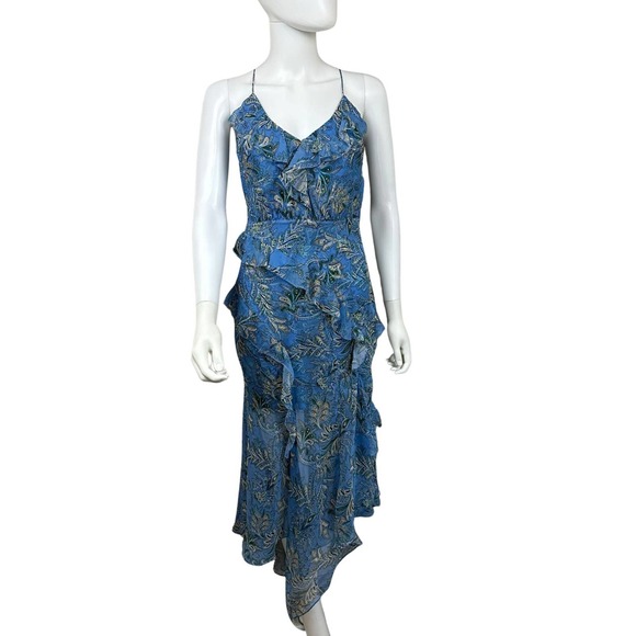 VERONICA BEARD Avenel Silk Ruffle Dress in Blue Sz 0 - Picture 11 of 15